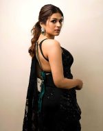 Georgette Designer Georgette Embroidered Sarees (Black) - Image 2